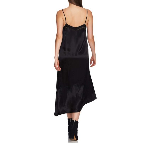 NWT WOMENS ASYMMETRIC, SOFT,  SLIP BLACK DRESS S - Picture 2 of 7